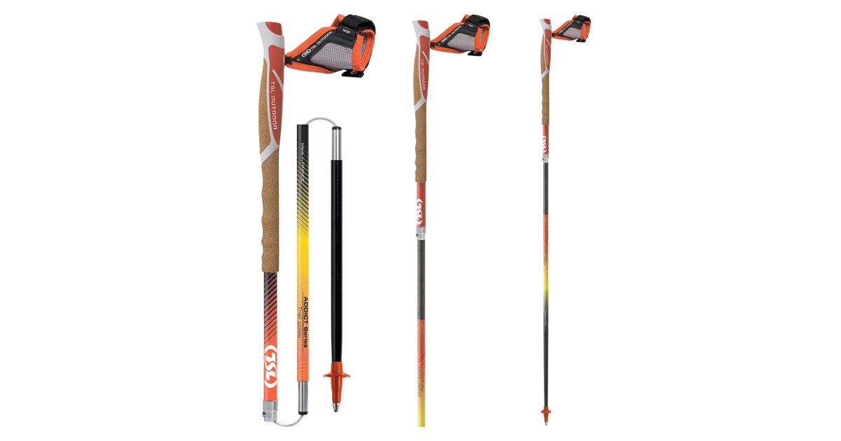 TSL Addict Trail Carbon 4 Sky Cork Short – Bâtons De Trail Pliables Carbone Pour Femme, Léger 200 G, Poignée Liège, Dragonne Magnétique, Longueur 105-125 Cm