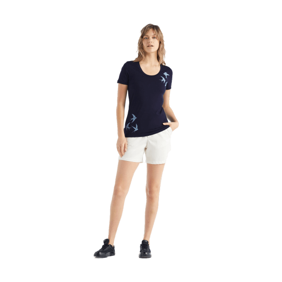 ICEBREAKER - T-SHIRT MERINO TECH LITE II SWARMING SHAPES FEMME