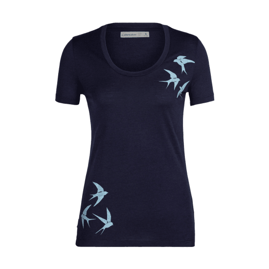 ICEBREAKER - T-SHIRT MERINO TECH LITE II SWARMING SHAPES FEMME