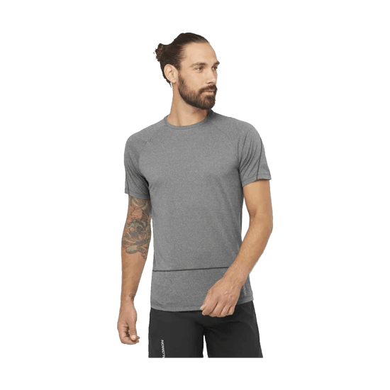 SALOMON - T-SHIRT MANCHES COURTES CROSS RUN HOMME GRIS