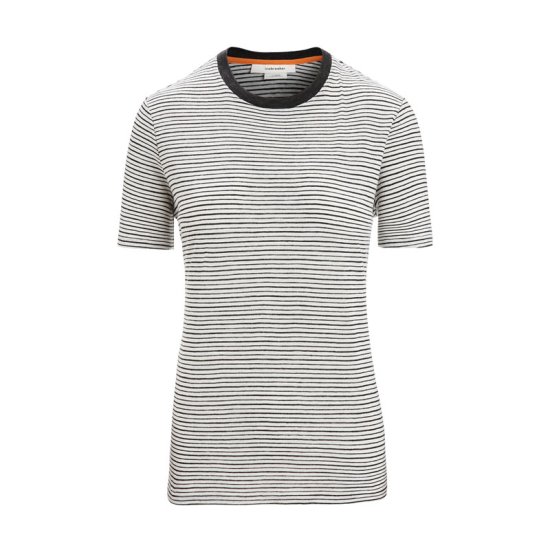 ICEBREAKER - T-SHIRT MERINO LINEN STRIPE FEMME