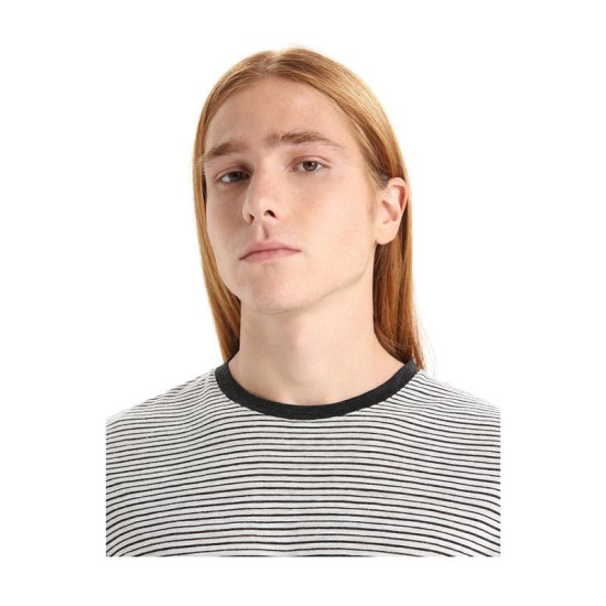 ICEBREAKER - T-SHIRT MERINO LINEN RAYÉ HOMME