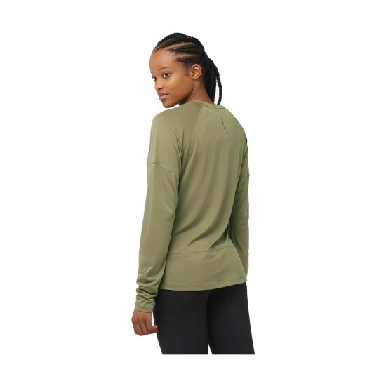 SALOMON - T-SHIRT MANCHES LONGUES CROSS RUN KAKI FEMME