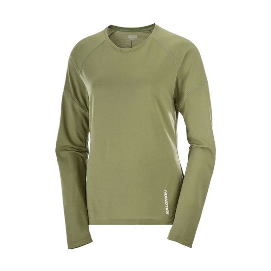 SALOMON - T-SHIRT MANCHES LONGUES CROSS RUN KAKI FEMME