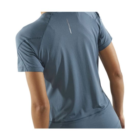 SALOMON - T-SHIRT MANCHES COURTES CROSS RUN FEMME BLEU FONCÉ