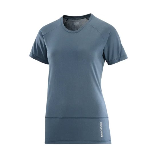 SALOMON - T-SHIRT MANCHES COURTES CROSS RUN FEMME BLEU FONCÉ
