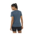 T-SHIRT MANCHES COURTES CROSS RUN FEMME BLEU FONCÉ - SALOMON