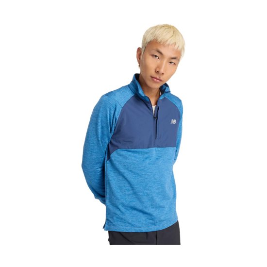 NEW BALANCE - T-SHIRT ATHLETICS HEAT GRID 1/2 ZIP HOMME
