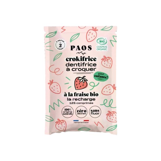 PAOS - Recharge dentifrice bio à croquer pour enfant - 125 pastilles