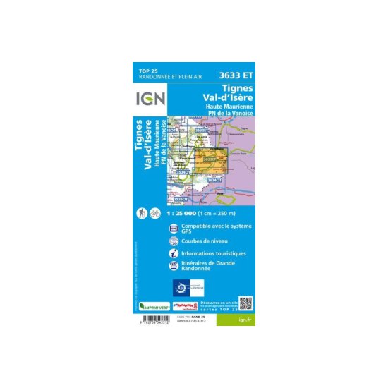 IGN - Carte IGN TIGNES VAL-D'ISÈRE HAUTE MAURIENNE PARC NATIONAL DE LA VANOISE