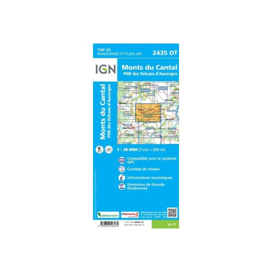 IGN - Carte TOP 25 Monts du Cantal - PNR des Volcans d'Auvergne