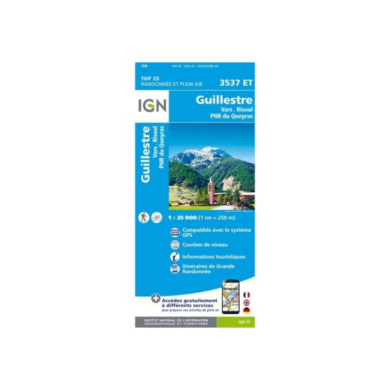 IGN - CARTE GUILLESTRE, VARS, RISOUL, PARC NATUREL RÉGIONAL DU QUEYRAS