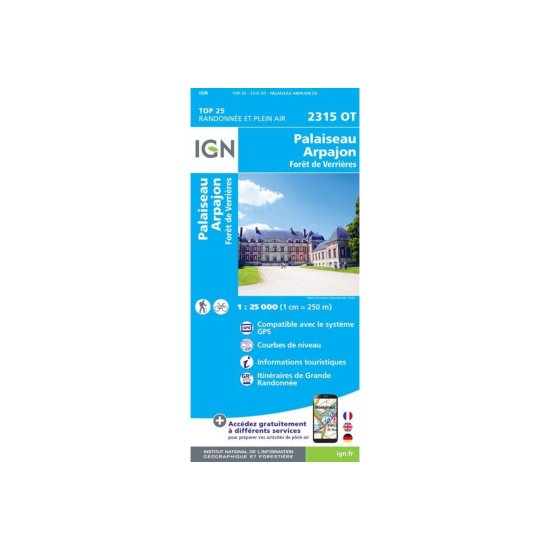 IGN - Carta IGN PALAISEAU ARPAJON FORESTA DI VERRIÈRES