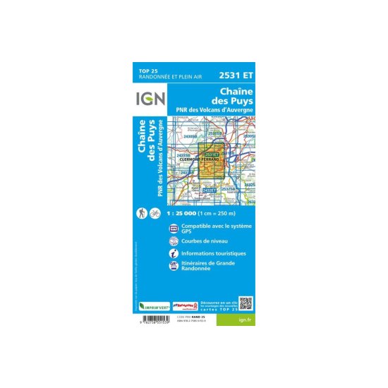 IGN - Carte IGN CHAINE DES PUYS PNR DES VOLCANS D'AUVERGNE