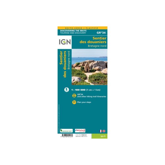 IGN - CARTE LE SENTIER DES DOUANIERS BRETAGNE NORD GR34