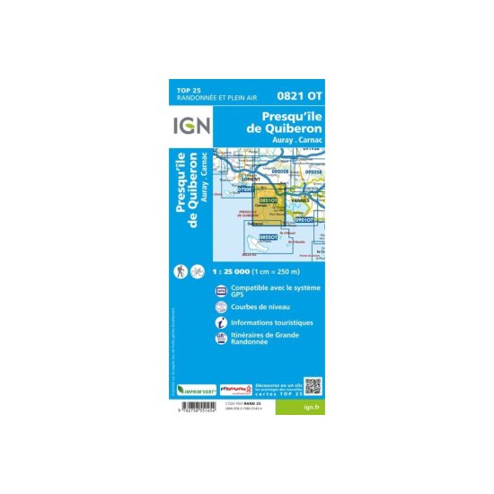 IGN - CARTE PRESQU'ÎLE DE QUIBERON, AURAY, CARNAC