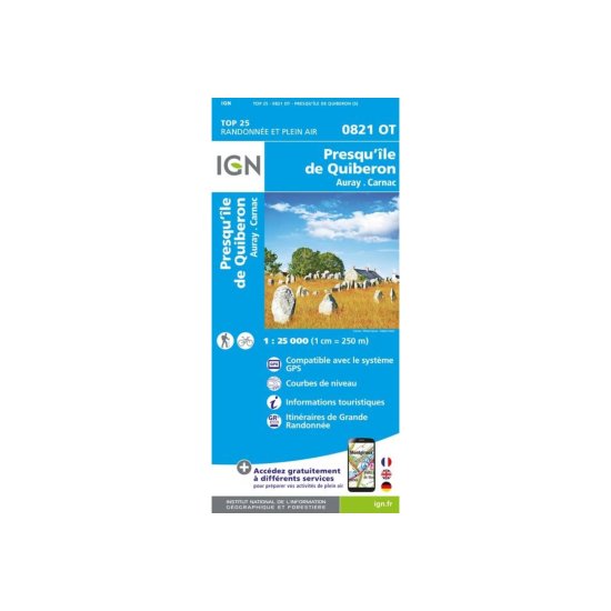 IGN - CARTE PRESQU'ÎLE DE QUIBERON, AURAY, CARNAC