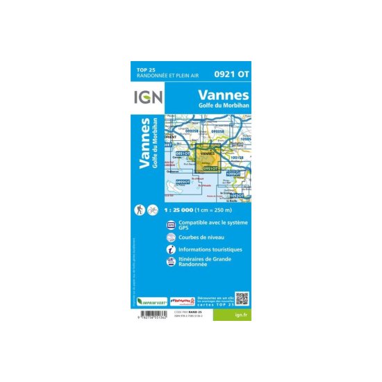 IGN - CARTE VANNES, GOLFE DU MORBIHAN