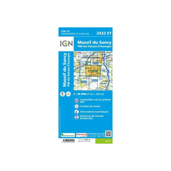 IGN - CARTE MASSIF DU SANCY, PARC NATUREL RÉGIONAL DES VOLCANS D'AUVERGNE