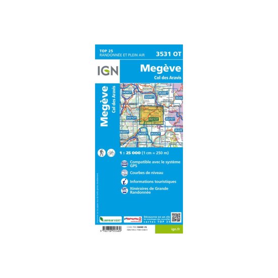 IGN - Carte IGN MEGEVE COL DES ARAVIS