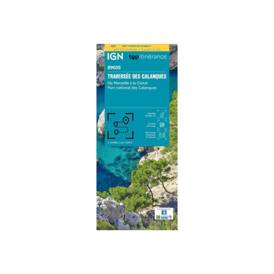 IGN - Carte IGN TRAVERSÉE DES CALANQUES DE MARSEILLE À LA CIOTAT PARC NATIONAL DES CALANQUES