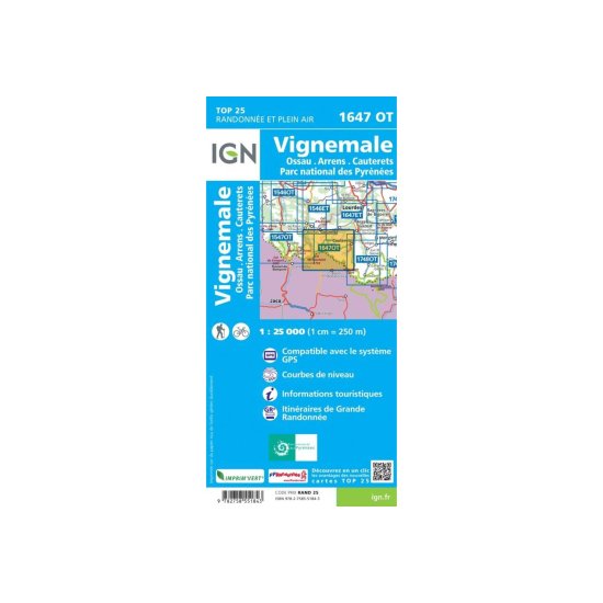 IGN - CARTE VIGNEMALE OSSAU CAUTERETS