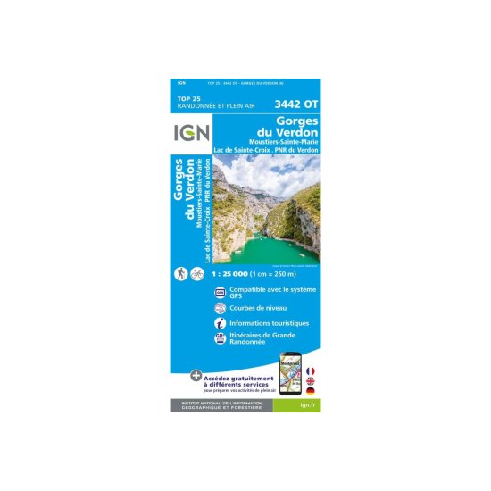IGN - GOLE DEL VERDON MOUSTIERS-SAINTE-MARIE LAGO DI SAINTE-CROIX PARCO NATURALE REGIONALE DEL VERDON