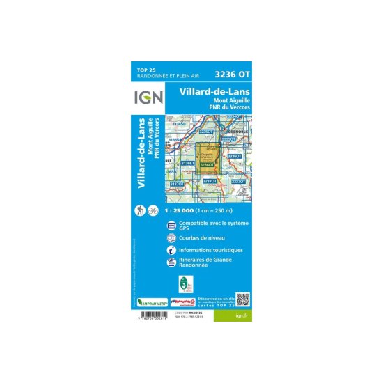 IGN - Carte IGN VILLARD-DE-LANS MONT AIGUILLE PNR DU VERCORS