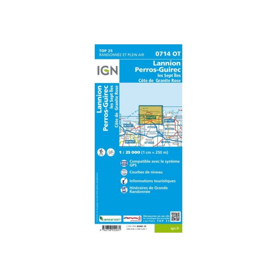IGN - CARTE LANNION, PERROS-GUIREC, LES SEPT ÎLES, CÔTE DE GRANIT ROSE