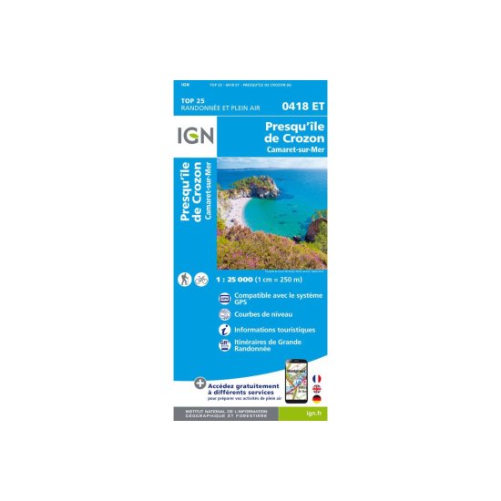 IGN - CARTE PRESQU'ÎLE DE CROZON CAMARET-SUR-MER