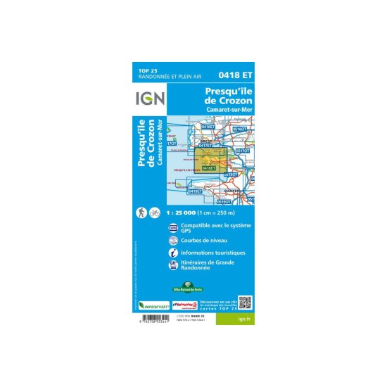 IGN - CARTE PRESQU'ÎLE DE CROZON CAMARET-SUR-MER