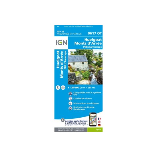 IGN - CARTE HUELGOAT, MONTS  D'ARREE ET PARC NATUREL RÉGIONAL D'ARMORIQUE