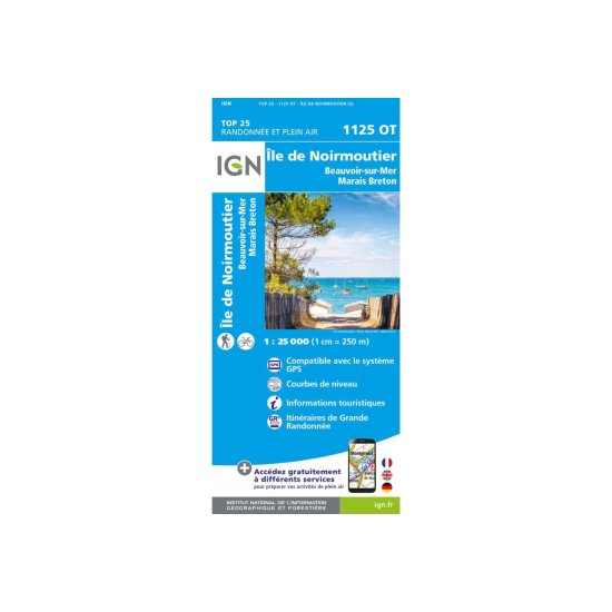 IGN - CARTE ÎLE DE NOIRMOUTIER, BEAUVOIR-SUR-MER ET MARAIS BRETON