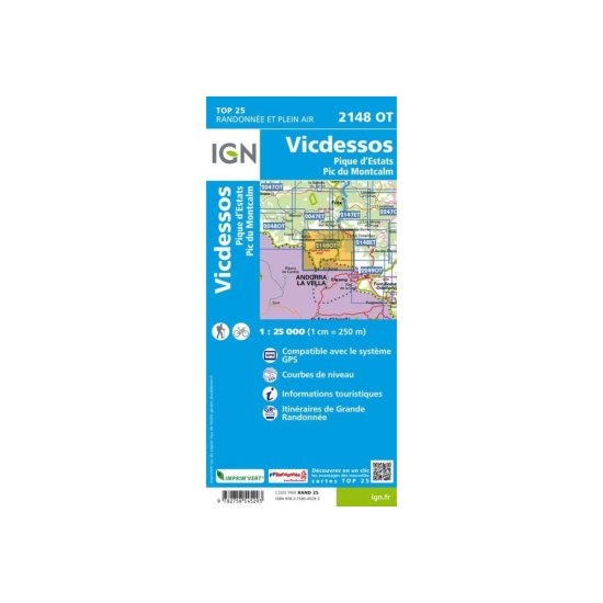 IGN - CARTE VICDESSOS, PIQUE D'ESTATS ET PIC DU MONTCALM