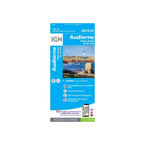 IGN - CARTE AUDIERNE POINTE DU RAZ ET ÎLE DE SEIN