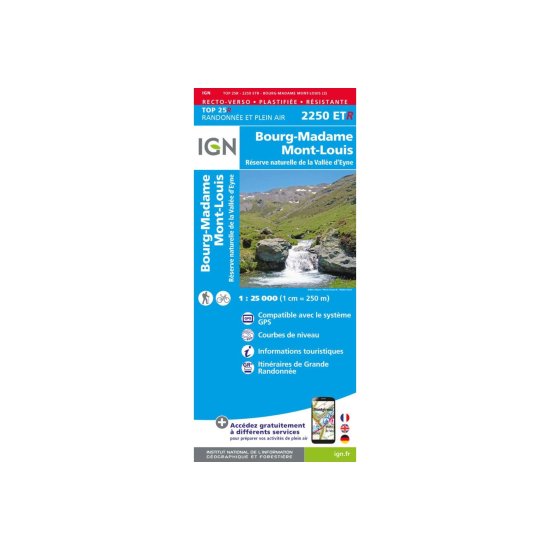 IGN - Mappa IGN Bourg-Madame Mont-Louis Riserva Naturale della Valle d'Eyne