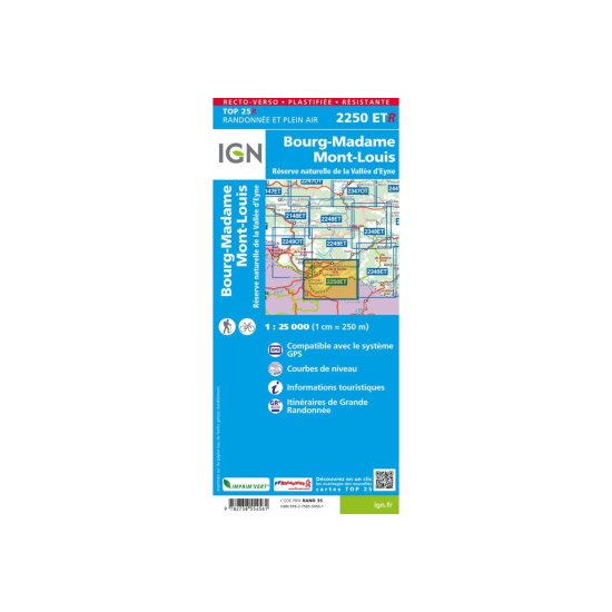 IGN - Mappa IGN Bourg-Madame Mont-Louis Riserva Naturale della Valle d'Eyne
