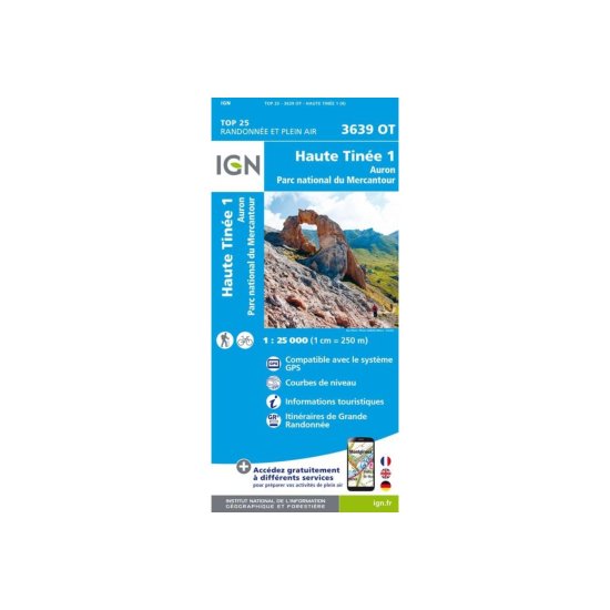 IGN - Carta Haute Tinée 1 Auron Parco Nazionale del Mercantour