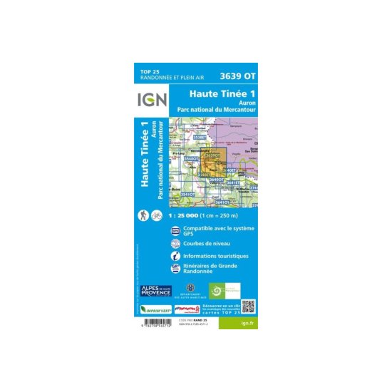 IGN - Carta Haute Tinée 1 Auron Parco Nazionale del Mercantour