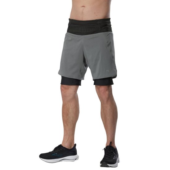 MIZUNO - Short 2-en-1 trail multipoche homme