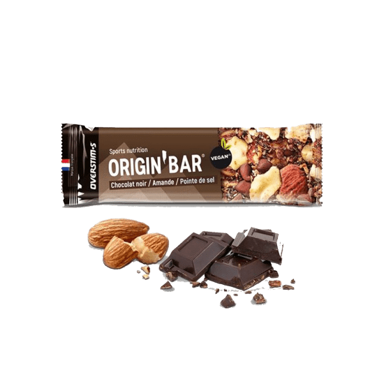 OVERSTIMS - BARRETTA ENERGETICA ORIGIN BAR CIOCCOLATO FONDENTE - MANDORLE