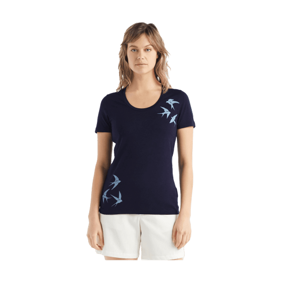 ICEBREAKER - T-SHIRT MANCHES COURTES TECH LITE II SWARMING SHAPES FEMME