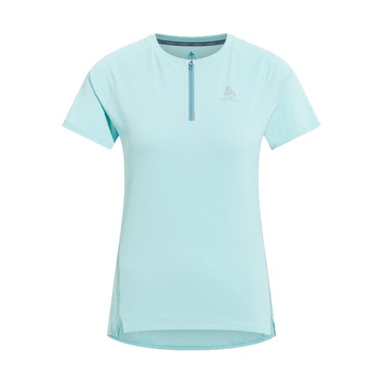 ODLO - T-SHIRT COL ROND MANCHES COURTES 1/2 ZIP FEMME