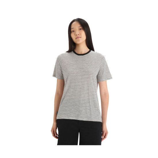 ICEBREAKER - T-SHIRT MERINO LINEN STRIPE FEMME