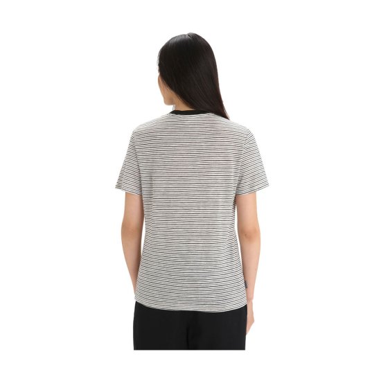 ICEBREAKER - T-SHIRT MERINO LINEN STRIPE FEMME
