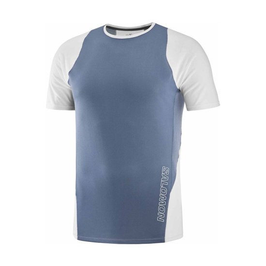 SALOMON - T-SHIRT MANCHES COURTES SENSE AERO HOMME BLEU/BLANC