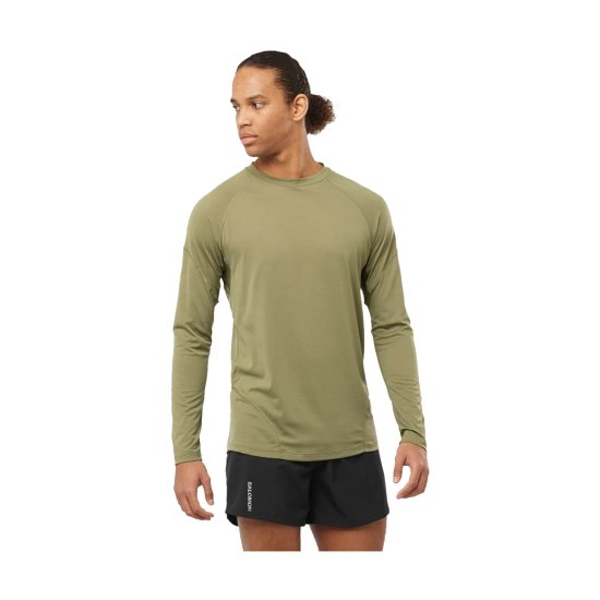 SALOMON - T-SHIRT CROSS RUN MANCHES LONGUES HOMME KAKI