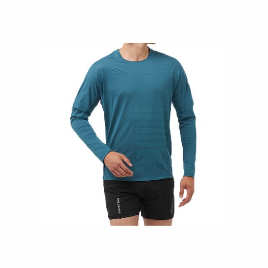 SALOMON - T-SHIRT MANCHES LONGUES SENSE AERO GFX HOMME BLEU