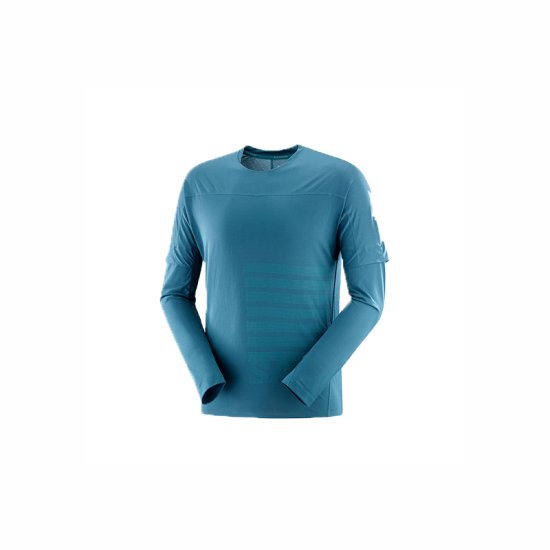 SALOMON - T-SHIRT MANCHES LONGUES SENSE AERO GFX HOMME BLEU