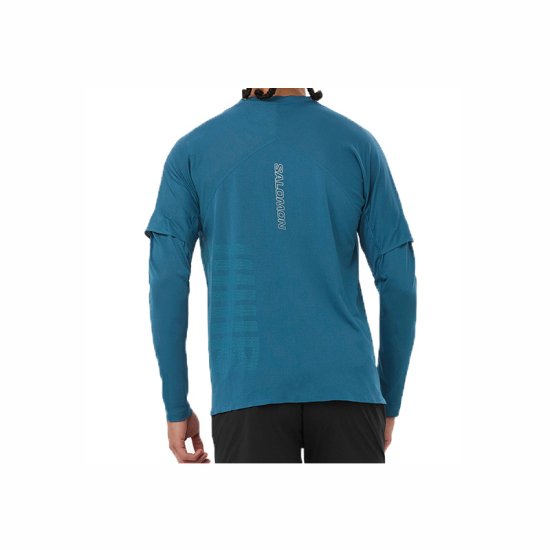 SALOMON - T-SHIRT MANCHES LONGUES SENSE AERO GFX HOMME BLEU